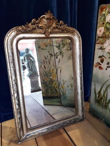 Miroir de cheminée ancien au cadre doré - achat par antiquaire Saint-Maur-des-Fossés